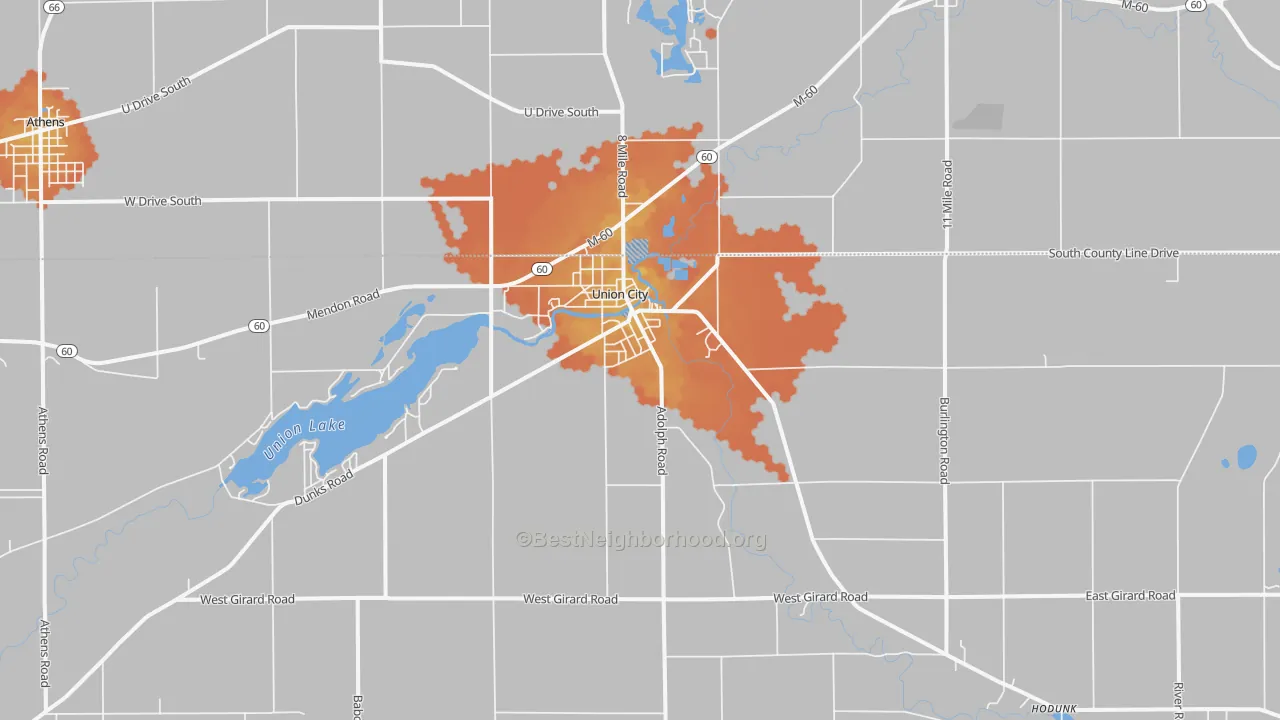 Bike Grade map of 49094, MI