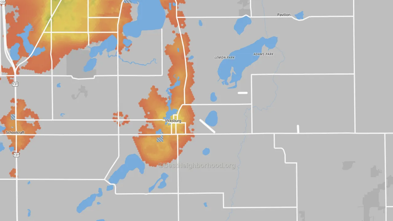 Bike Grade map of 49097, MI
