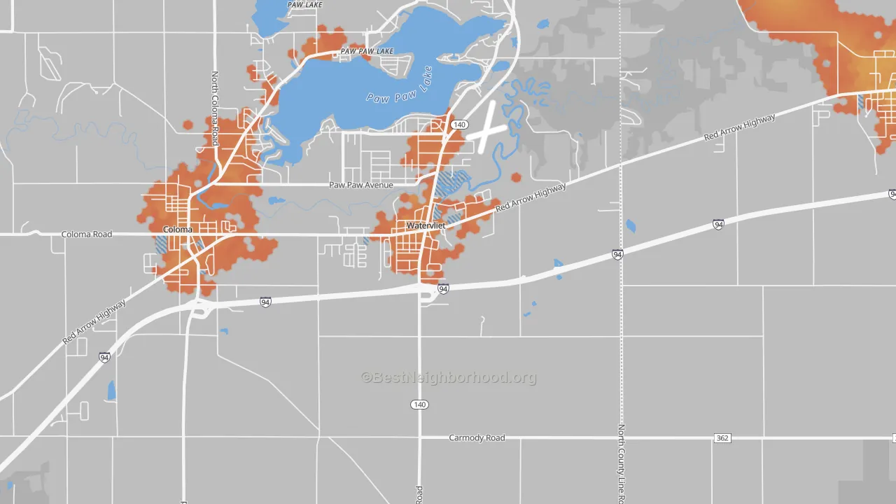 Bike Grade map of 49098, MI