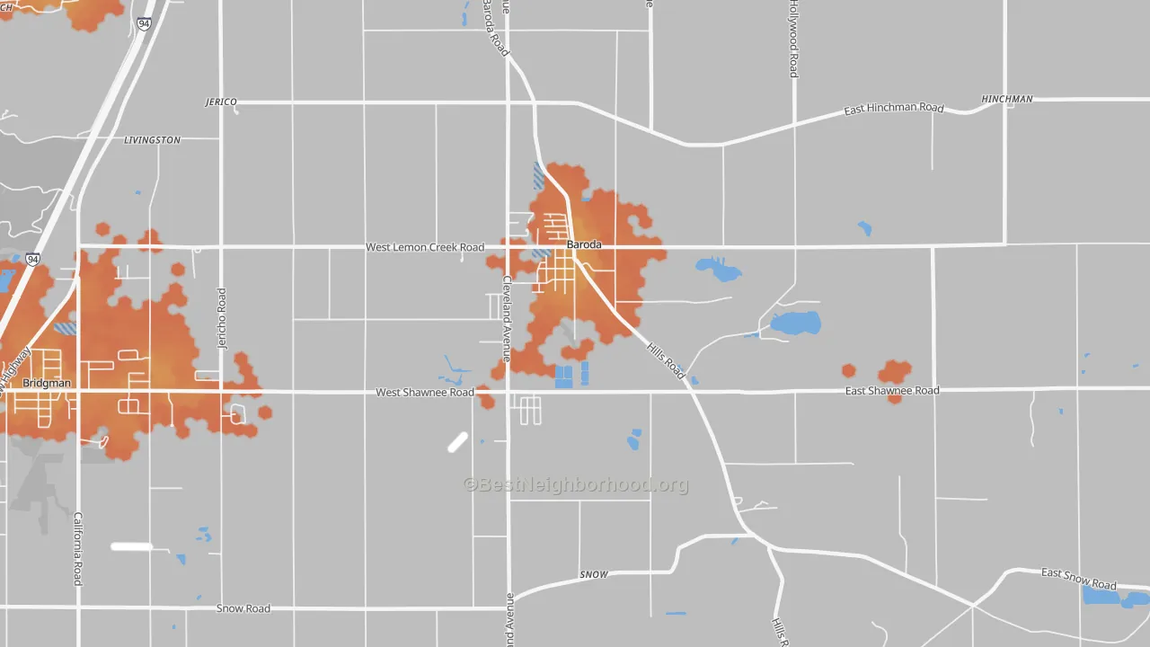 Bike Grade map of 49101, MI
