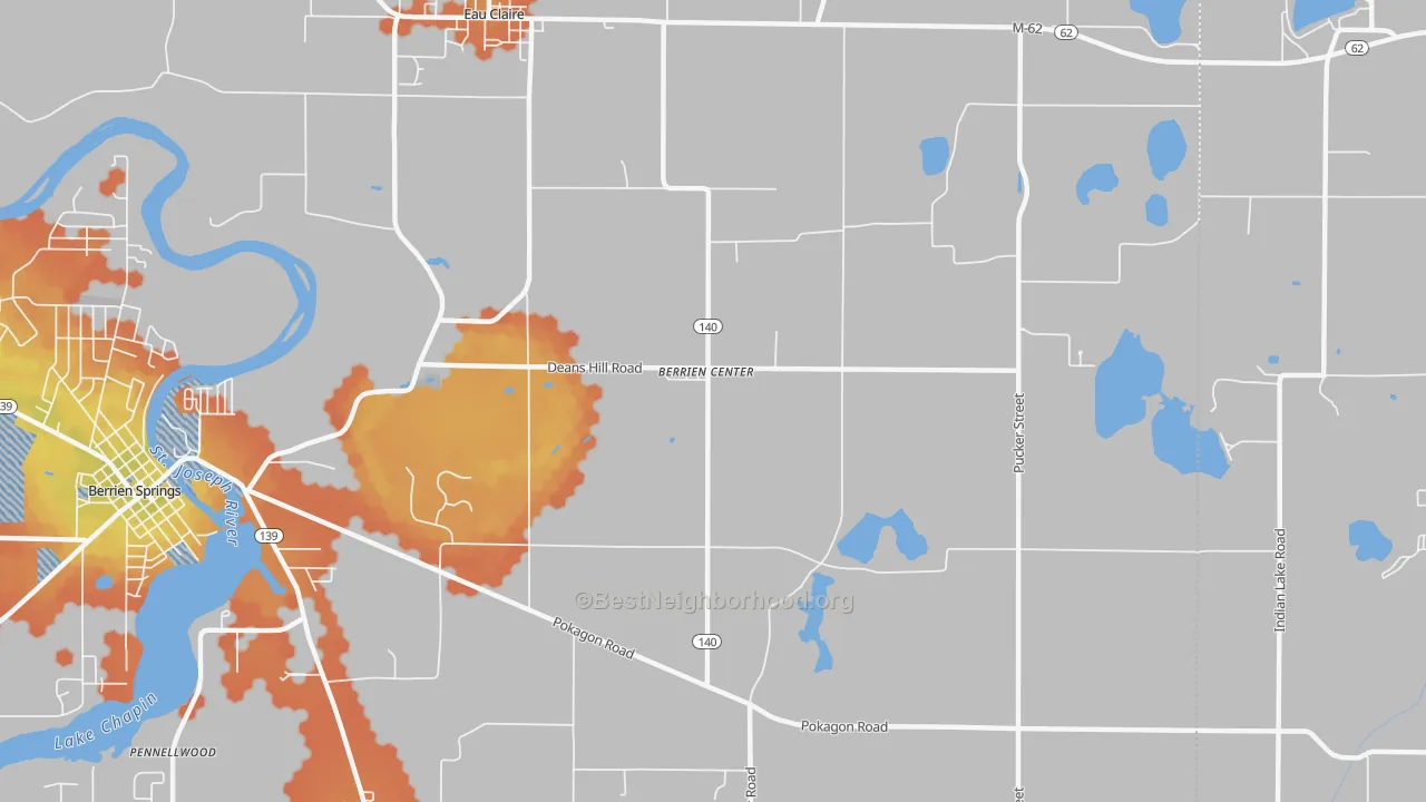 Bike Grade map of 49102, MI