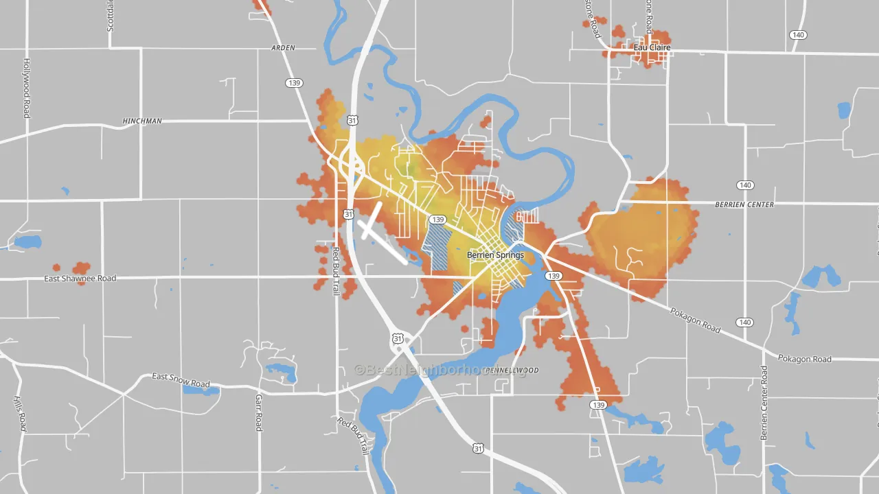 Bike Grade map of 49103, MI