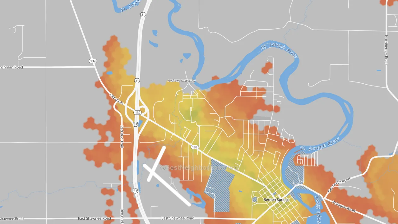 Bike Grade map of 49104, MI