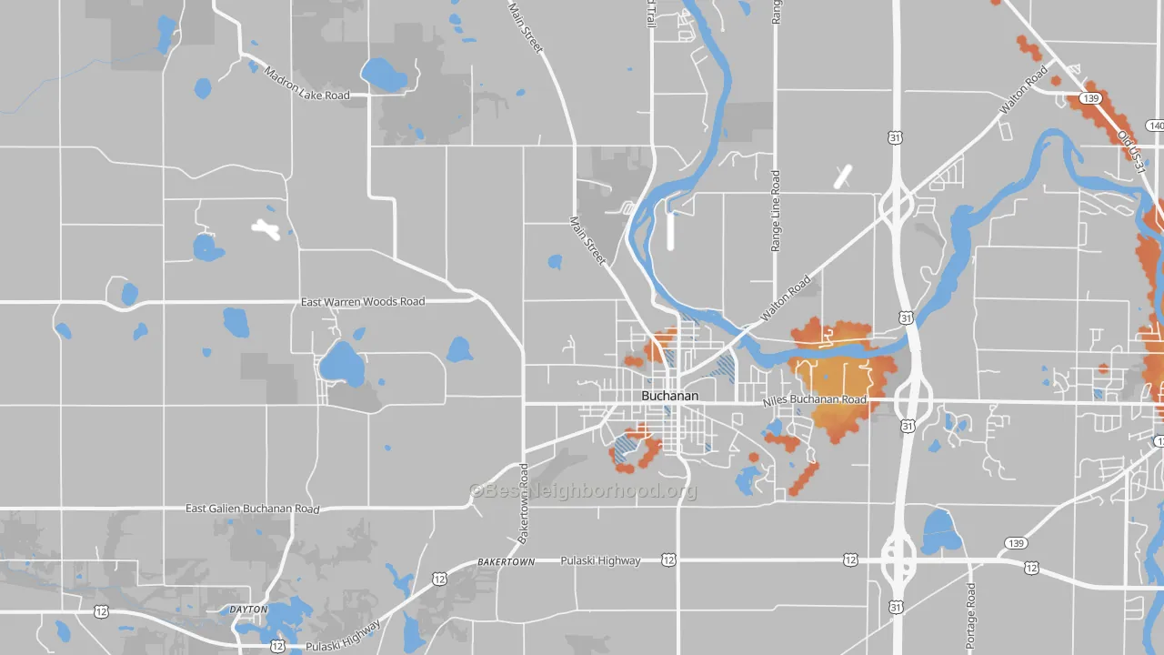 Bike Grade map of 49107, MI