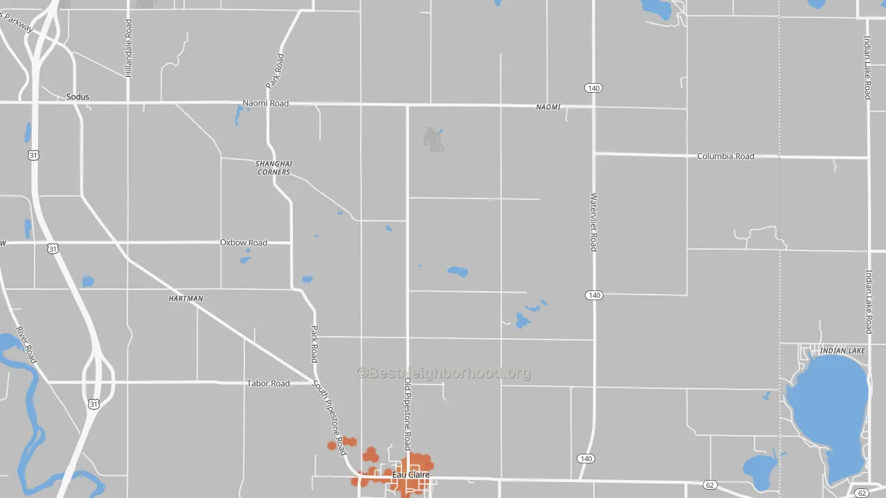 Bike Grade map of 49111, MI