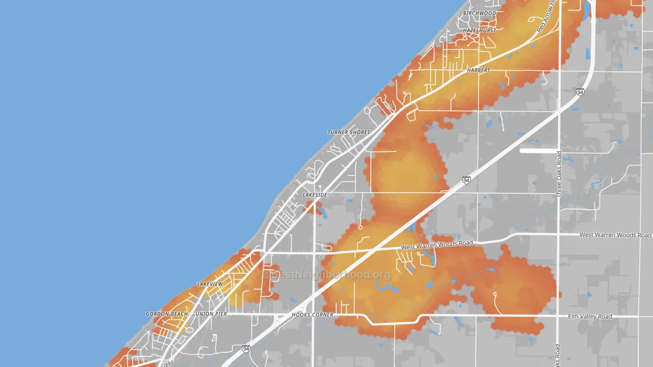 Bike Grade map of 49116, MI