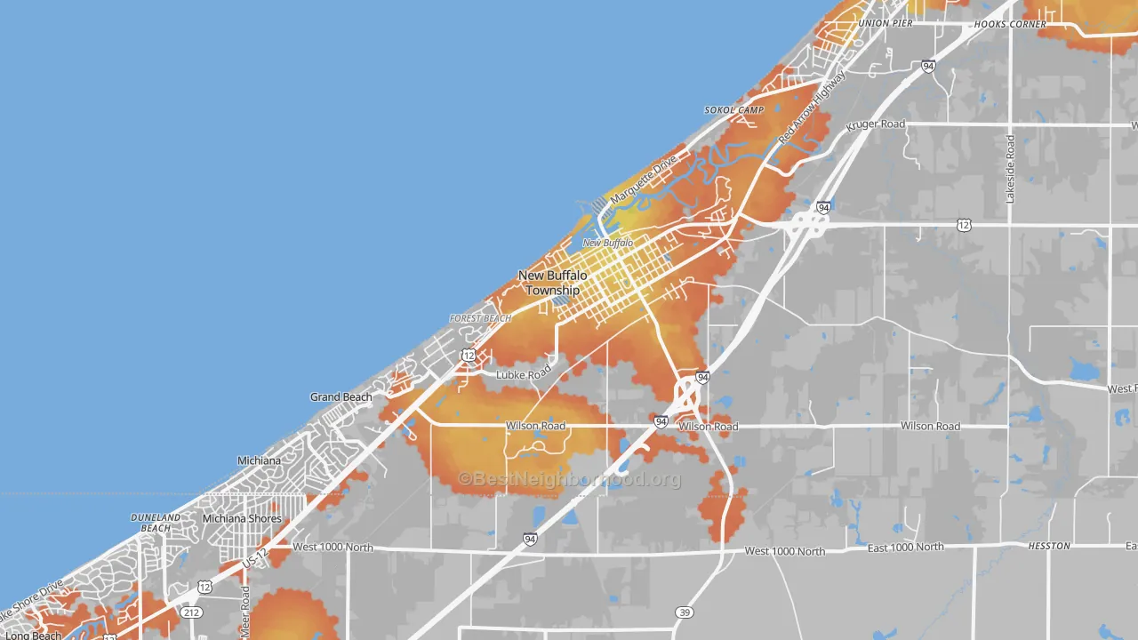 Bike Grade map of 49117, MI