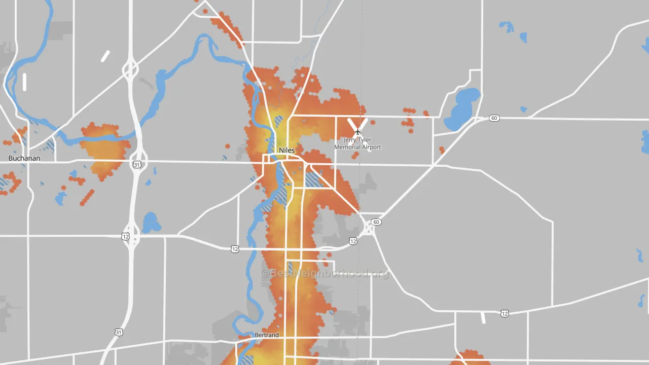 Bike Grade map of 49120, MI