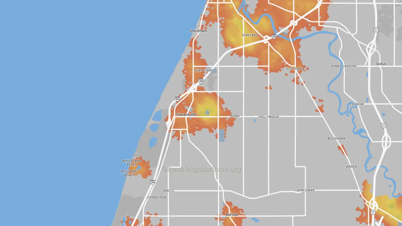 Bike Grade map of 49127, MI