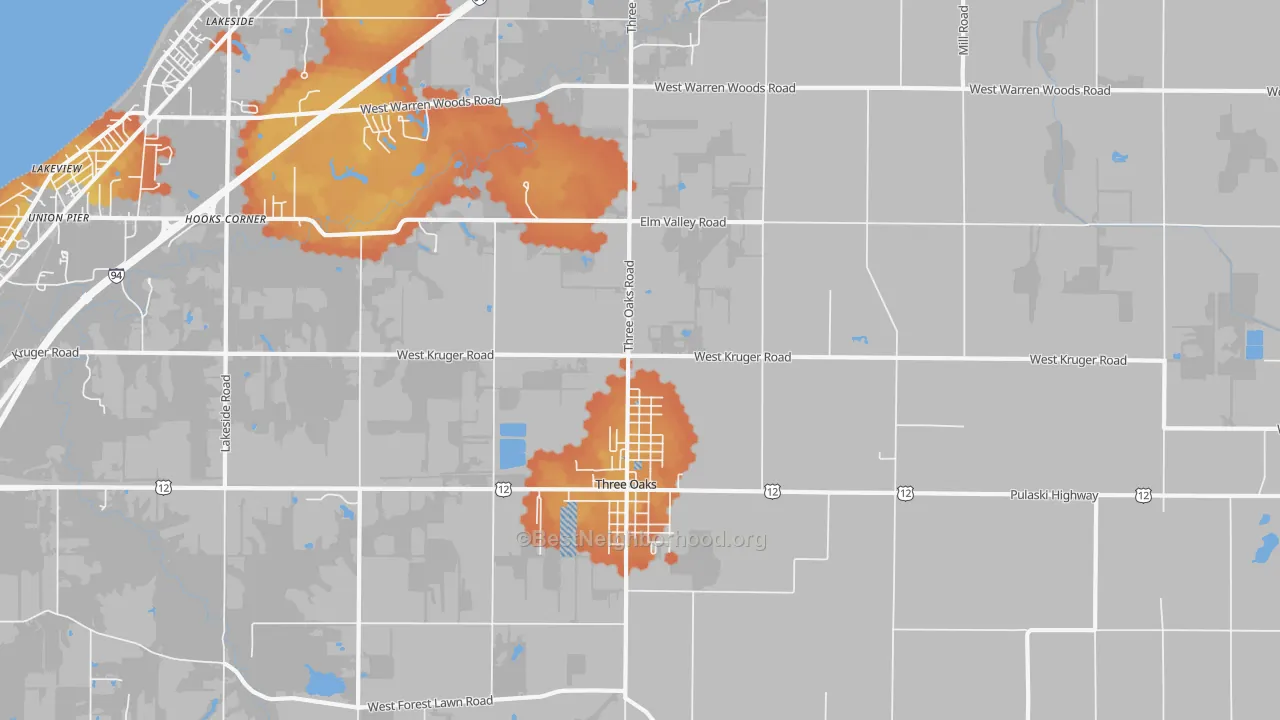 Bike Grade map of 49128, MI