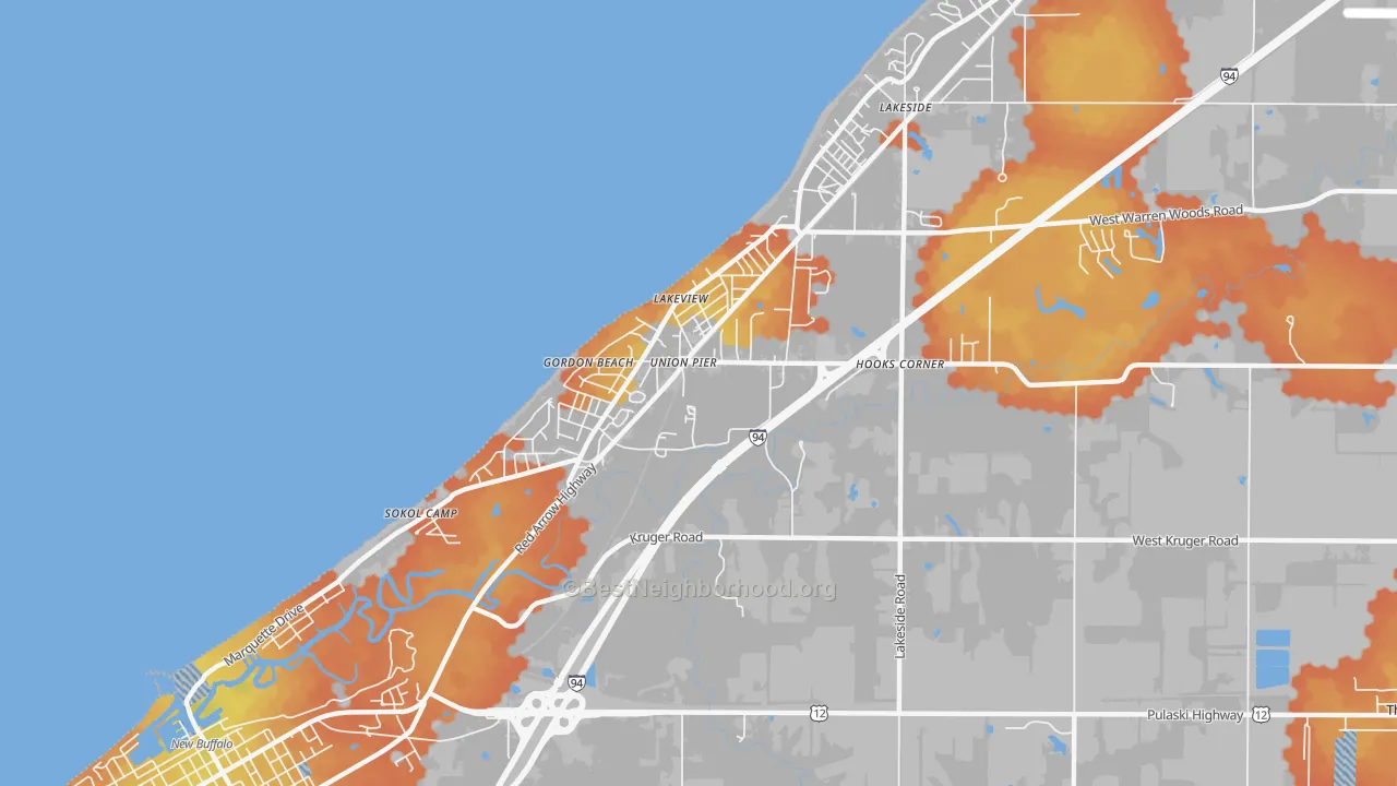 Bike Grade map of 49129, MI