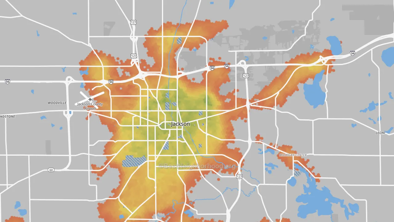 Bike Grade map of 49201, MI