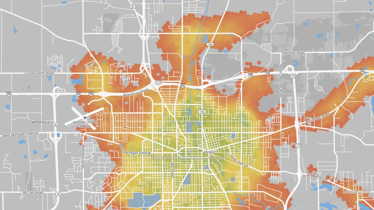 Bike Grade map of 49202, MI