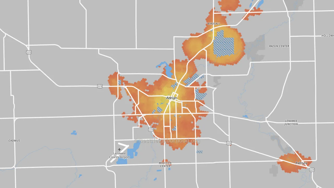 Bike Grade map of 49221, MI