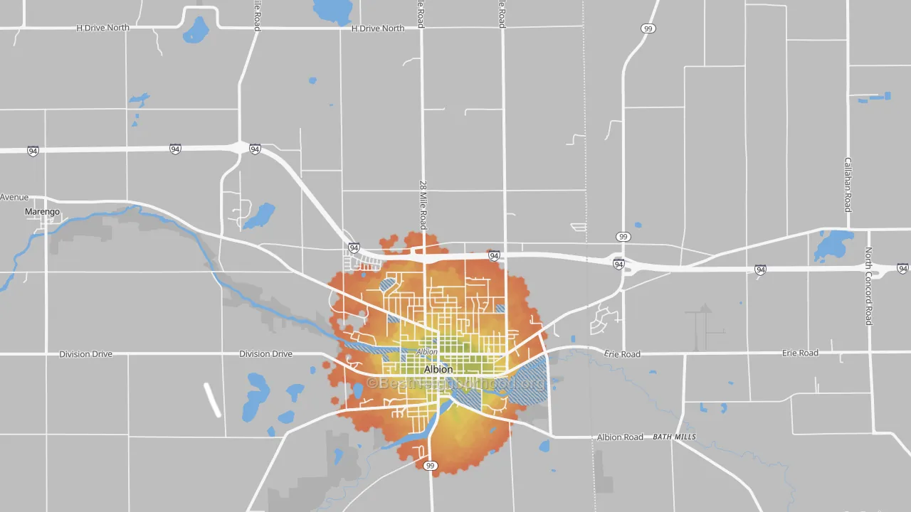 Bike Grade map of 49224, MI