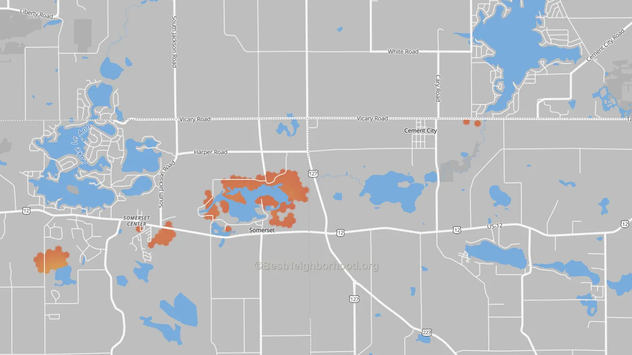 Bike Grade map of 49233, MI