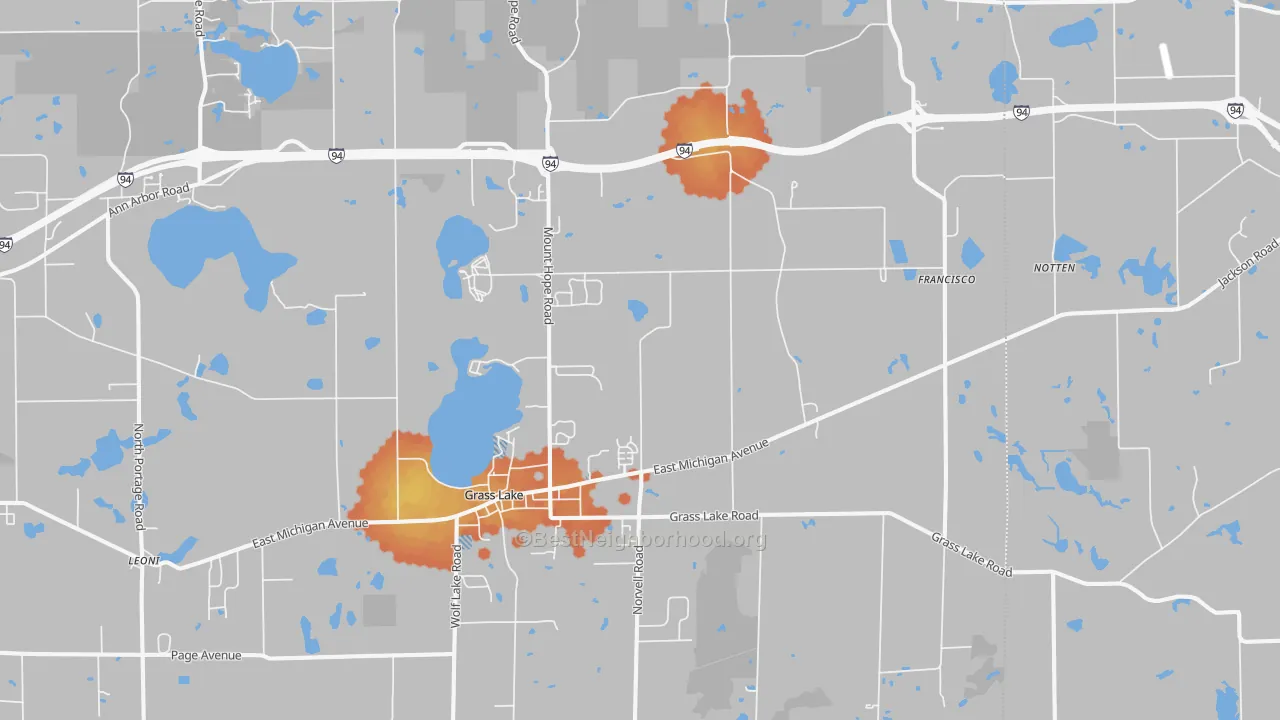 Bike Grade map of 49240, MI