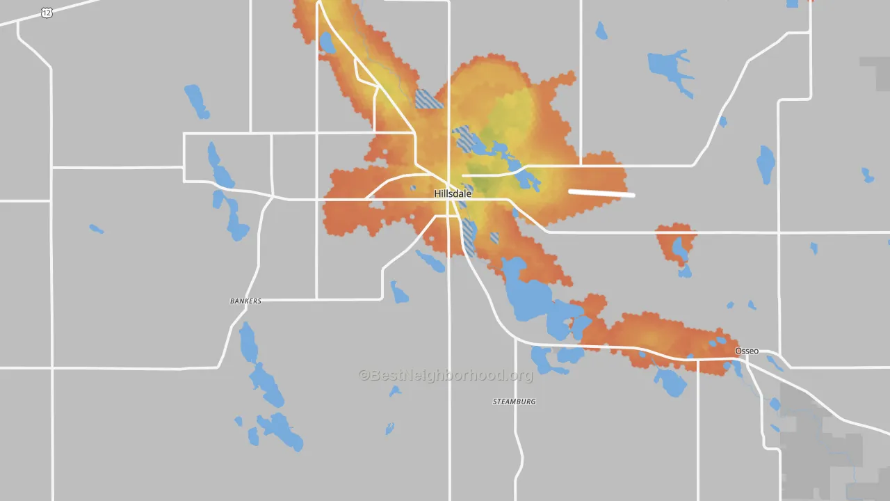 Bike Grade map of 49242, MI