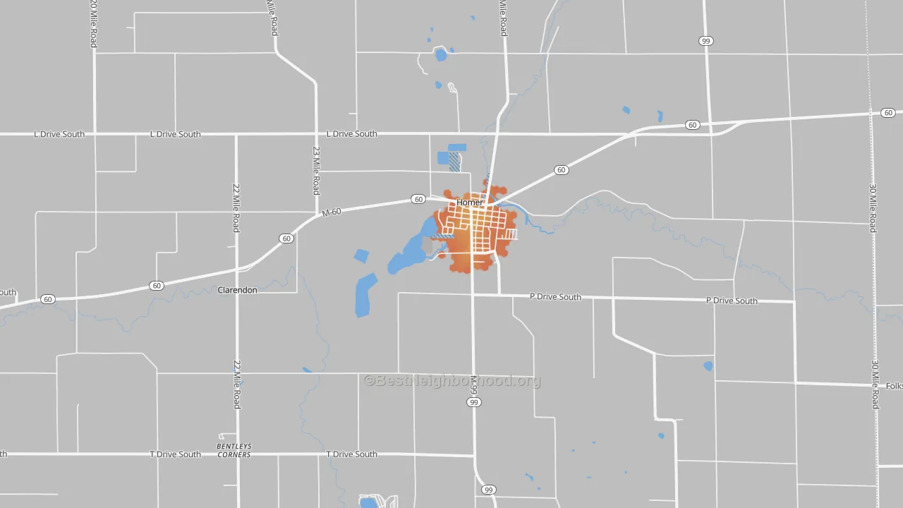 Bike Grade map of 49245, MI
