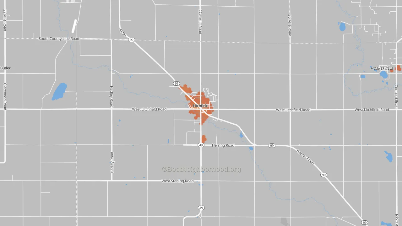 Bike Grade map of 49252, MI