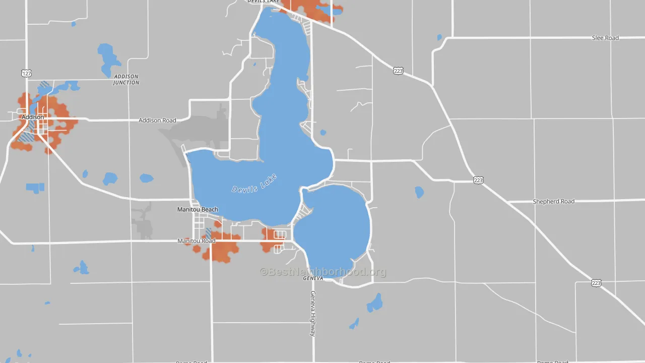 Bike Grade map of 49253, MI