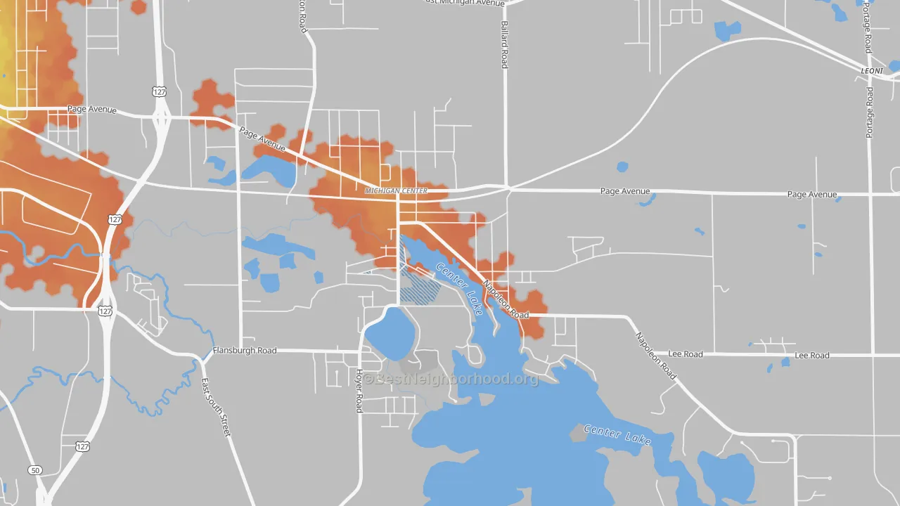 Bike Grade map of 49254, MI