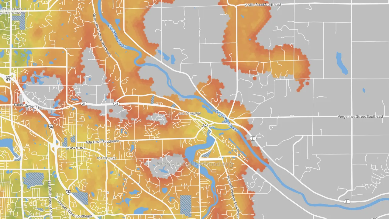 Bike Grade map of 49301, MI