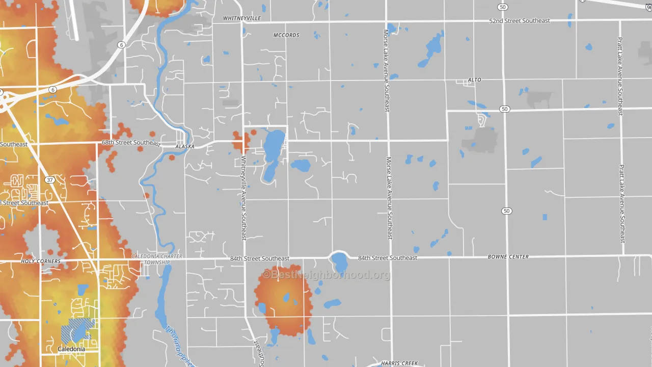Bike Grade map of 49302, MI