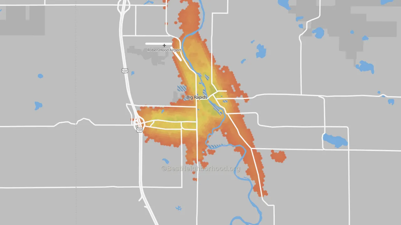 Bike Grade map of 49307, MI