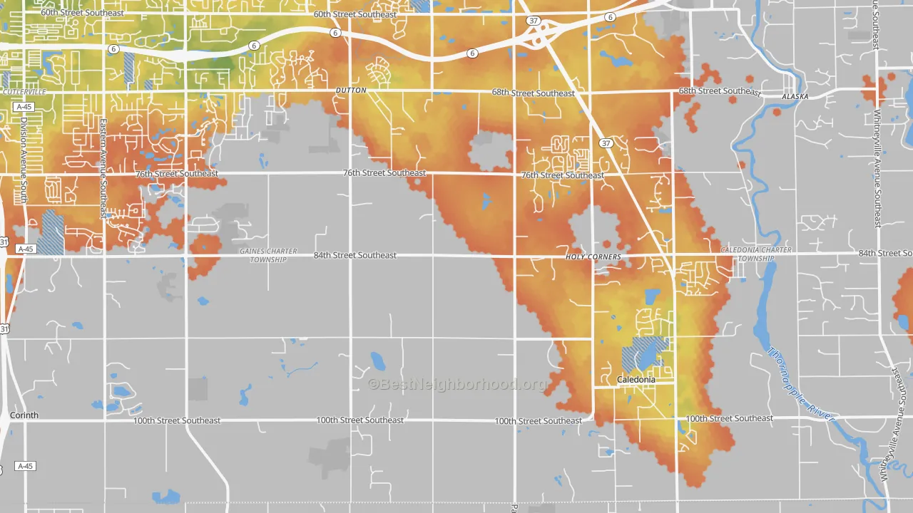 Bike Grade map of 49316, MI