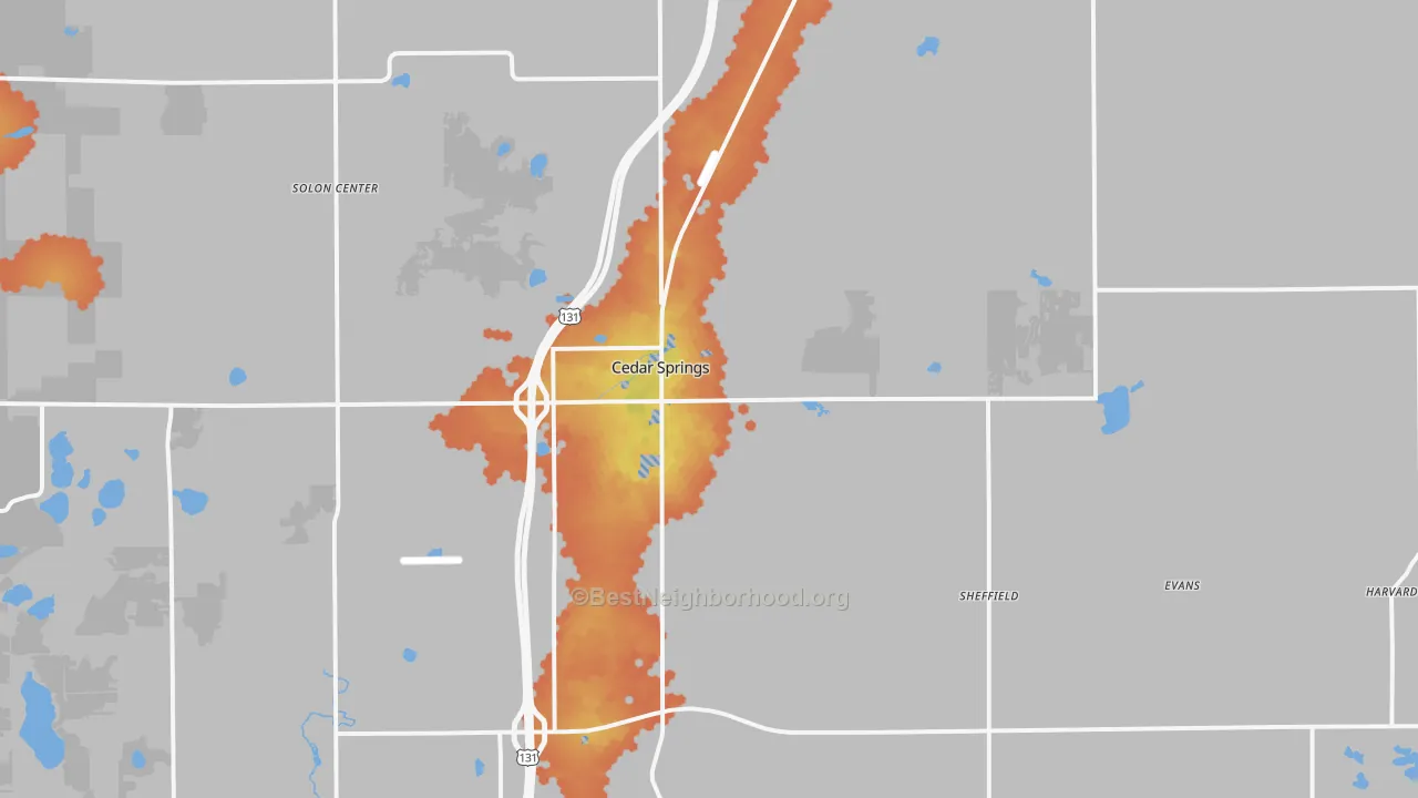 Bike Grade map of 49319, MI