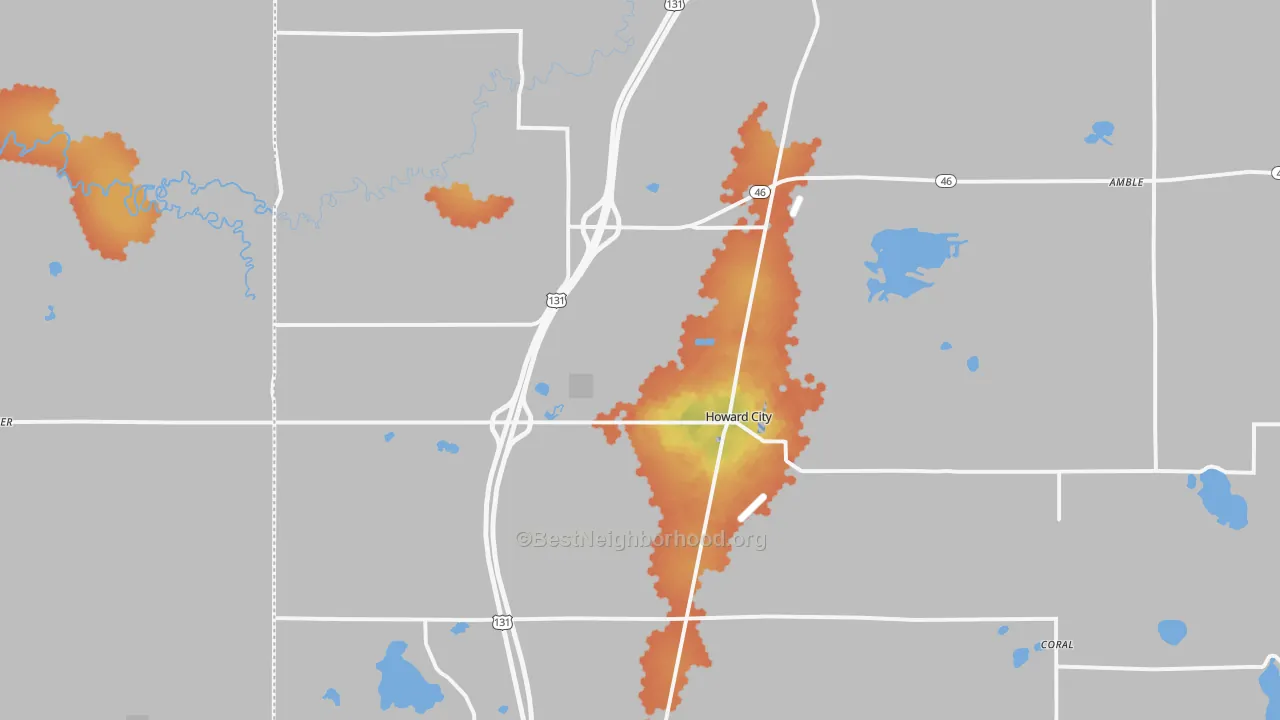 Bike Grade map of 49329, MI