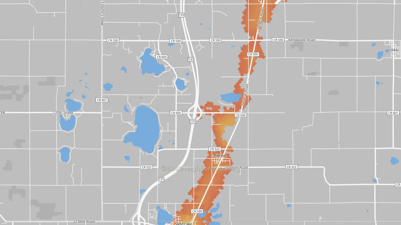 Bike Grade map of 49339, MI