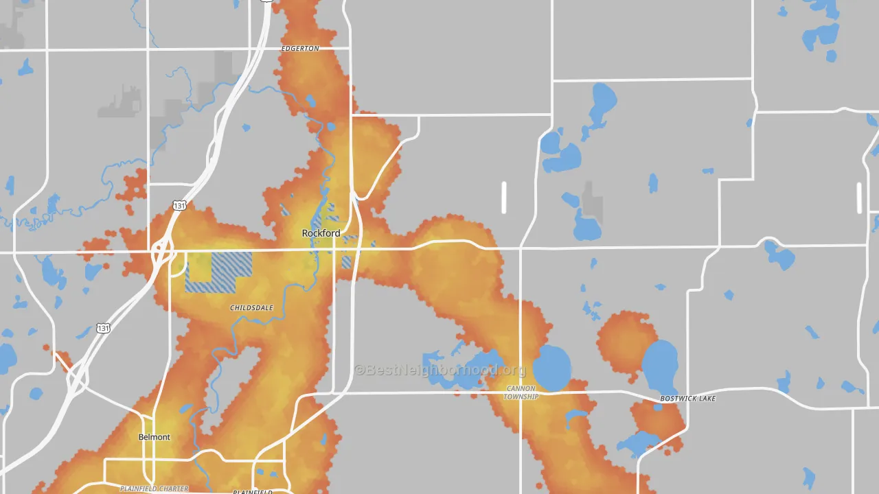 Bike Grade map of 49341, MI