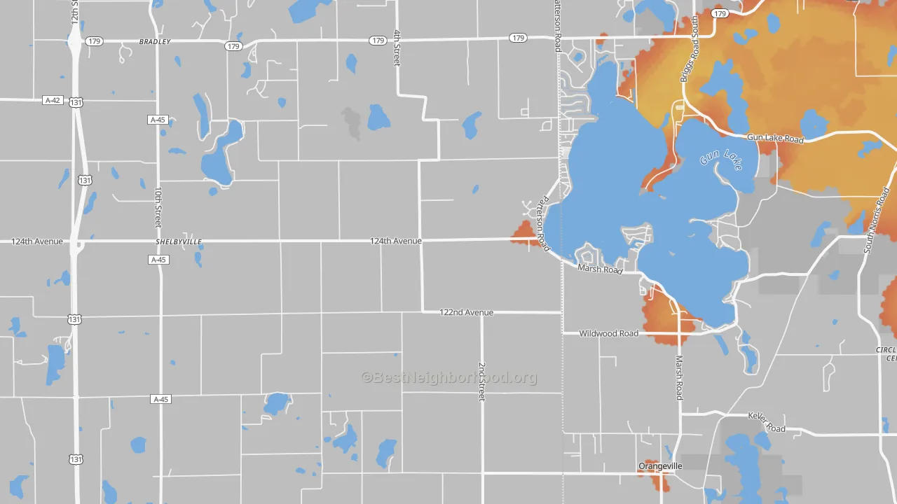 Bike Grade map of 49344, MI
