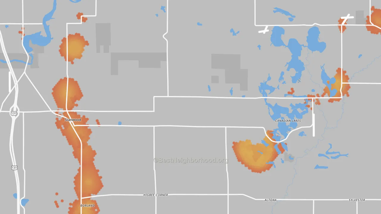Bike Grade map of 49346, MI