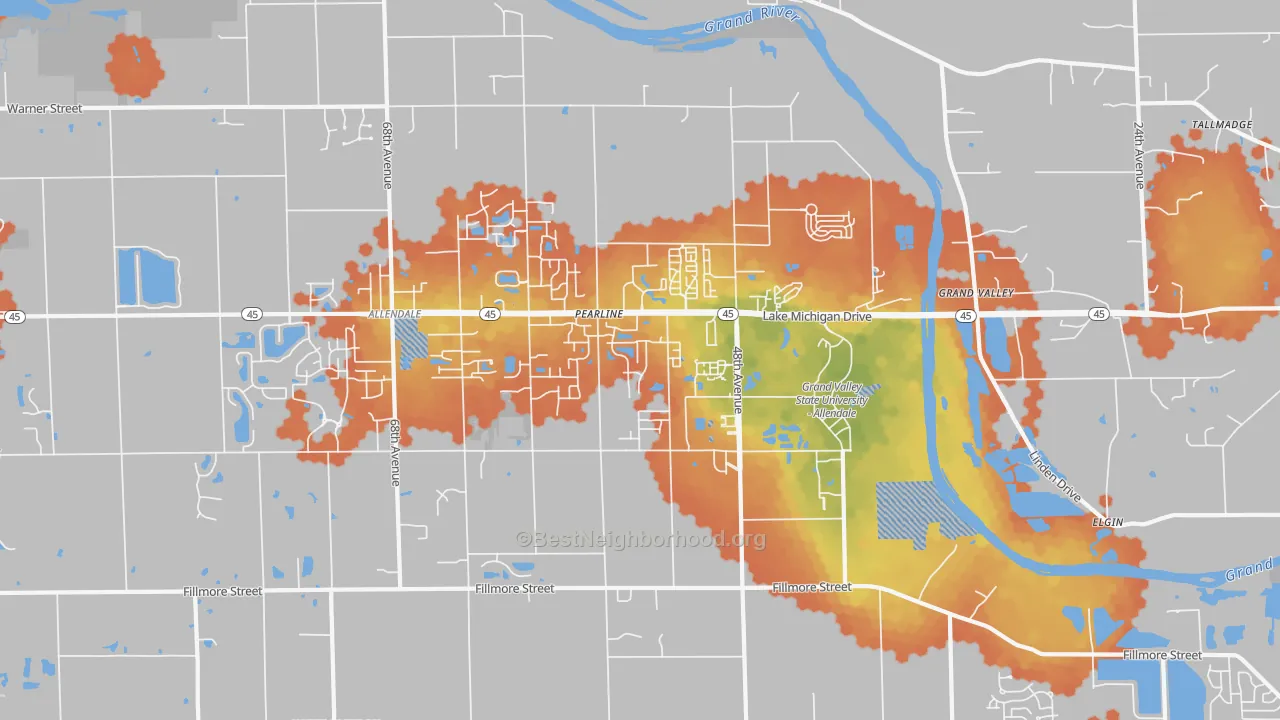 Bike Grade map of 49401, MI