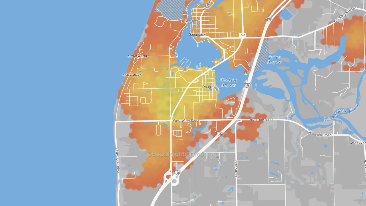 Bike Grade map of 49406, MI