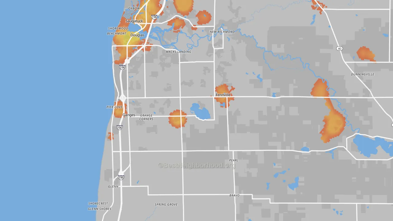 Bike Grade map of 49408, MI