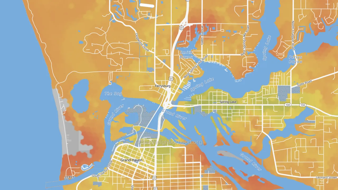 Bike Grade map of 49409, MI