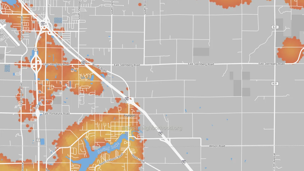 Bike Grade map of 49415, MI