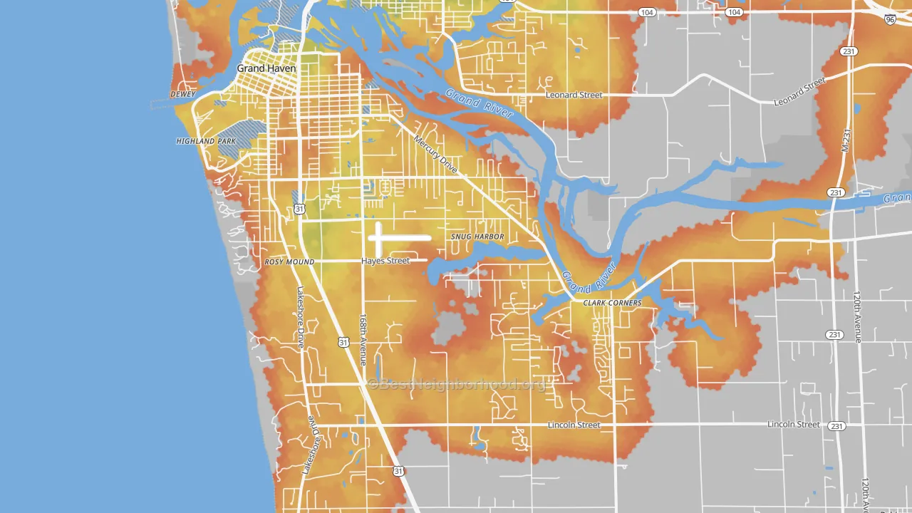 Bike Grade map of 49417, MI