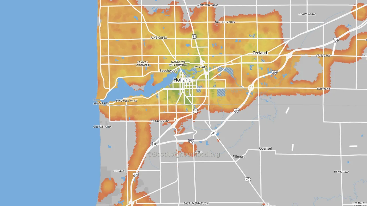 Bike Grade map of 49423, MI