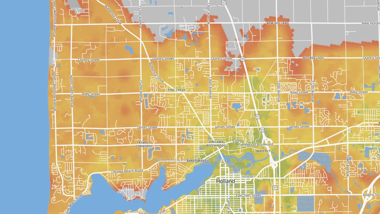 Bike Grade map of 49424, MI