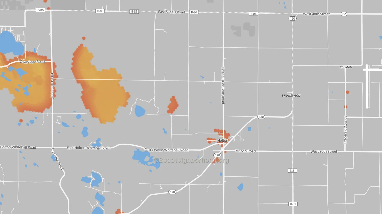 Bike Grade map of 49425, MI