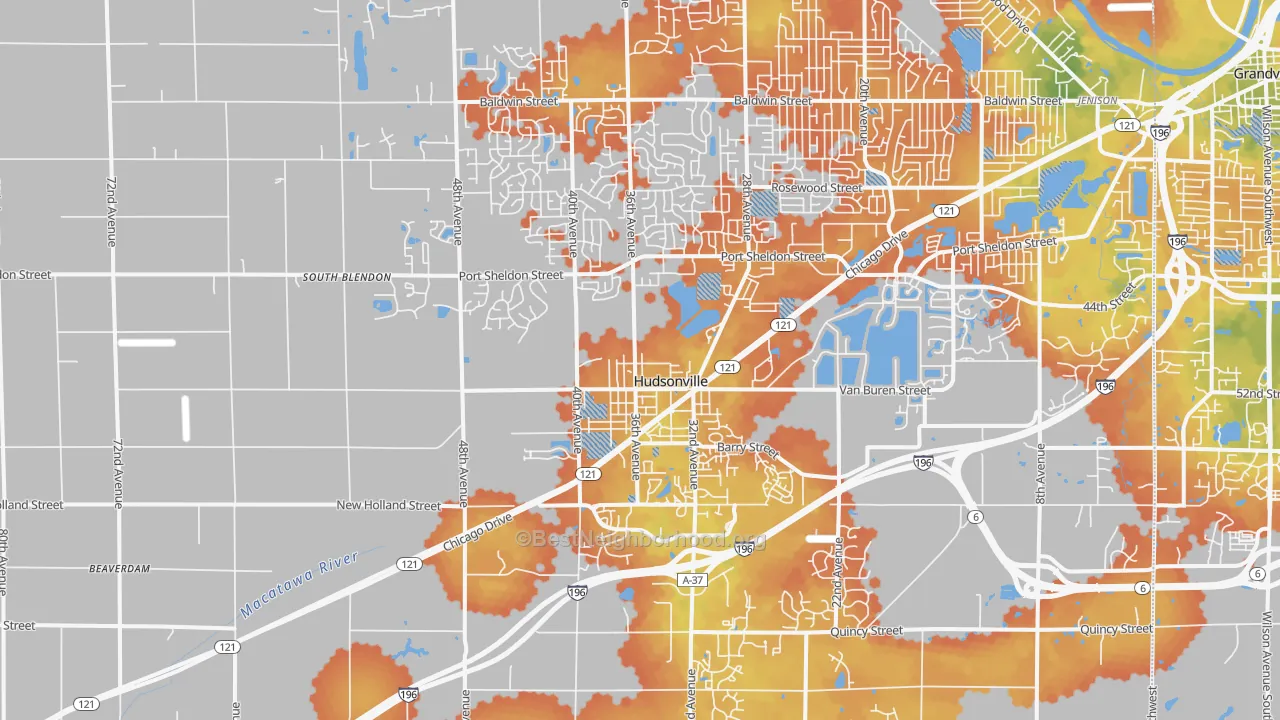 Bike Grade map of 49426, MI