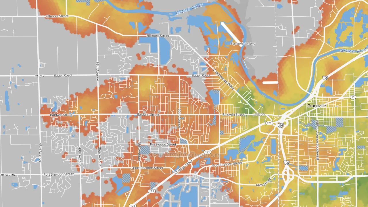 Bike Grade map of 49428, MI