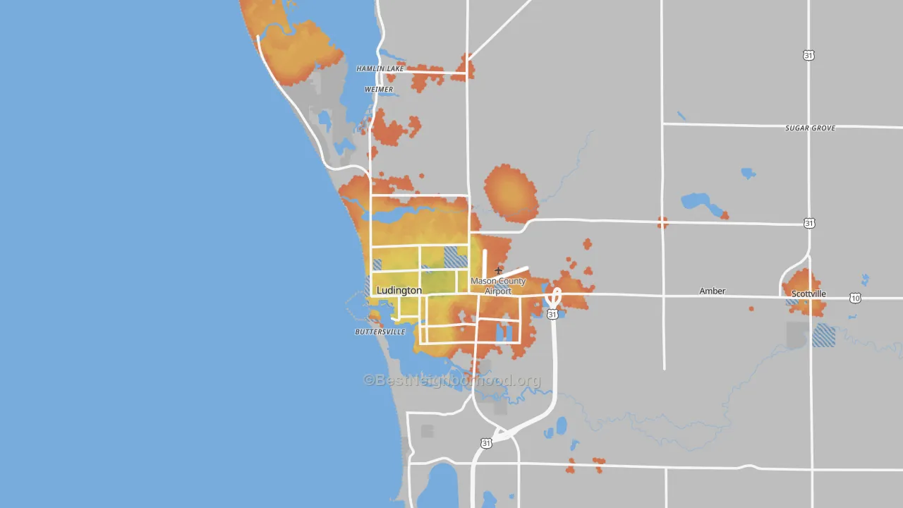Bike Grade map of 49431, MI