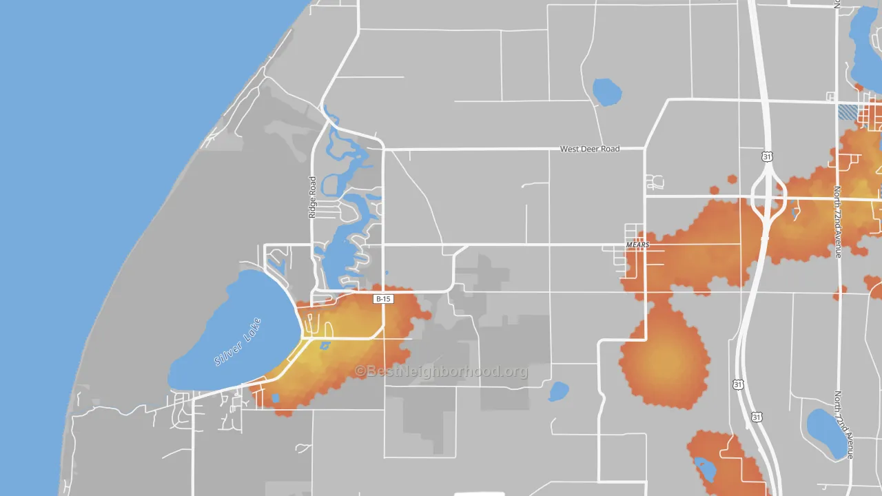 Bike Grade map of 49436, MI