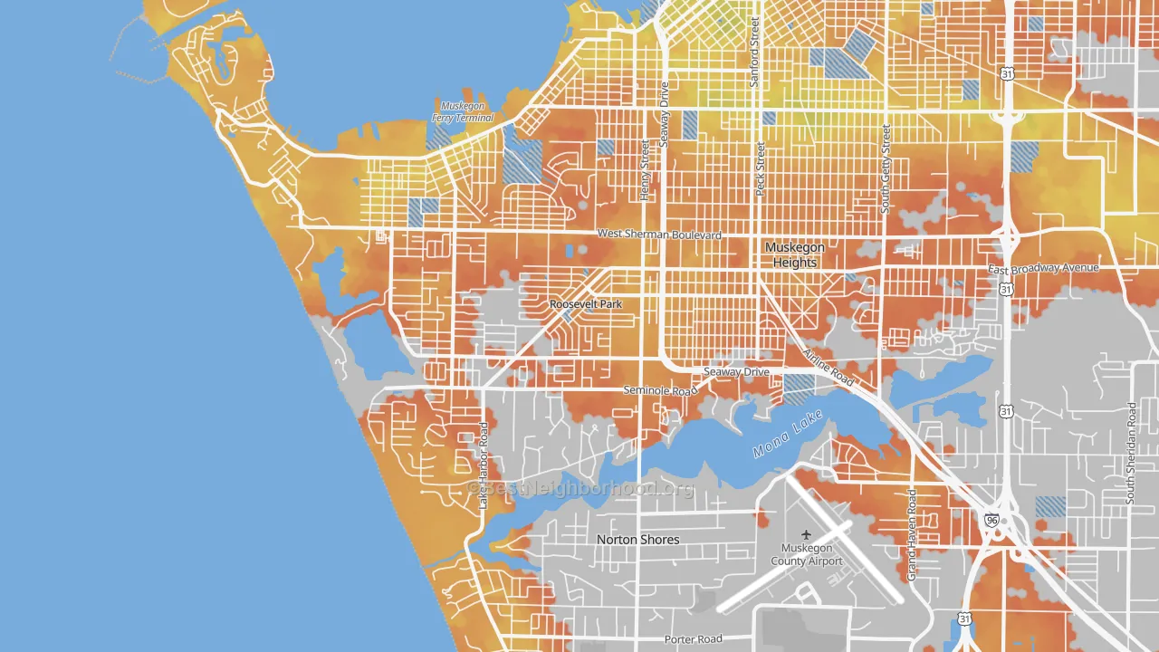 Bike Grade map of 49441, MI